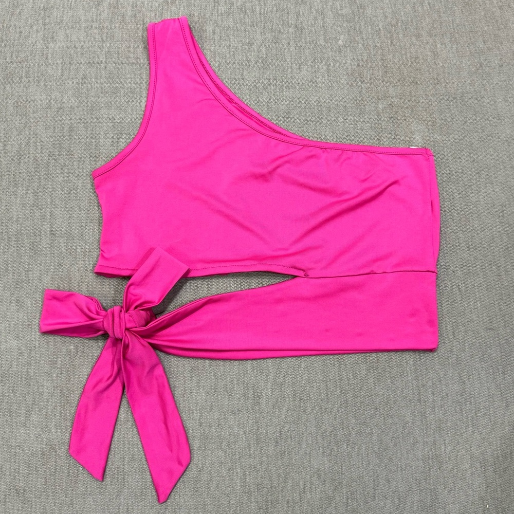 Pink One Shoulder Tie Top